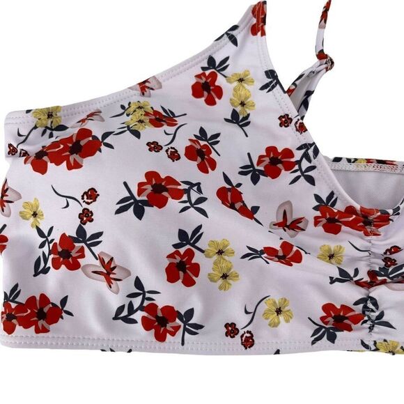 Bohemian Bikini Top Womens Size 4XL White Red V Neck Swimwear Wireless Floral - Picture 5 of 8